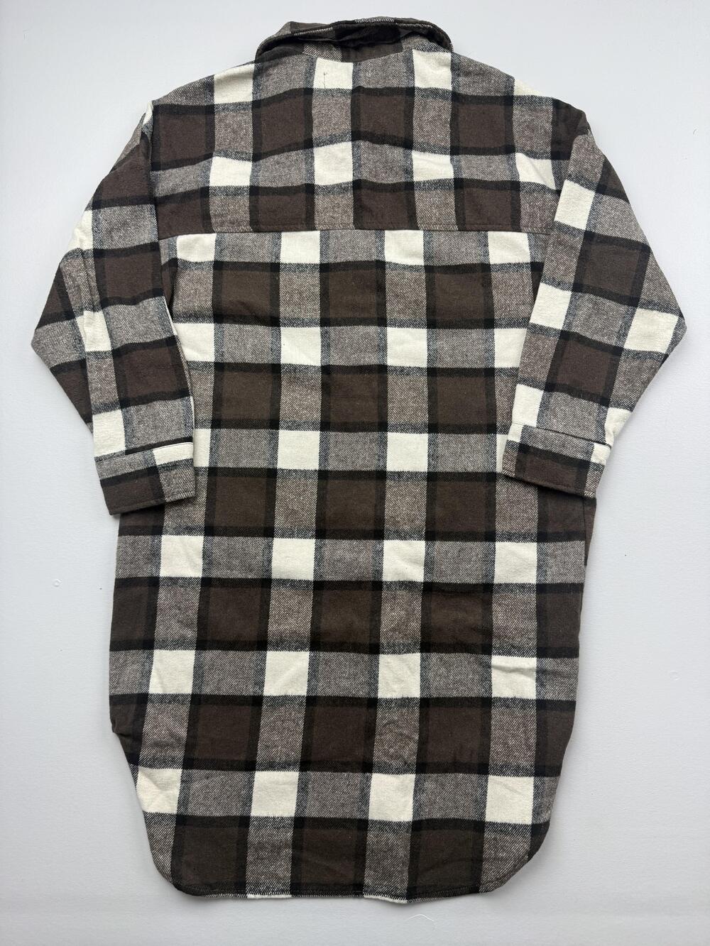 CI SONO Jacket Womens Large Brown Plaid Flannel Button Front Pockets Shacket - Picture 2 of 8
